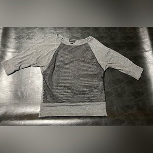 Women’s AB Studio Size Small Grey Shirt with Black Sparkle Fish Net